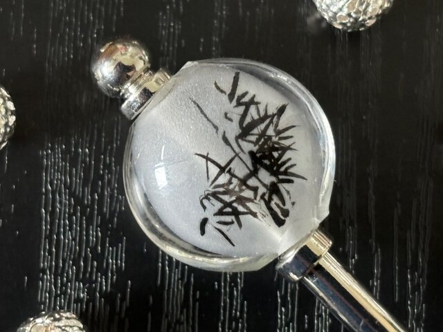 古美術 ガラス簪 「竹に雀」 古美術 ガラス簪 「竹に雀」