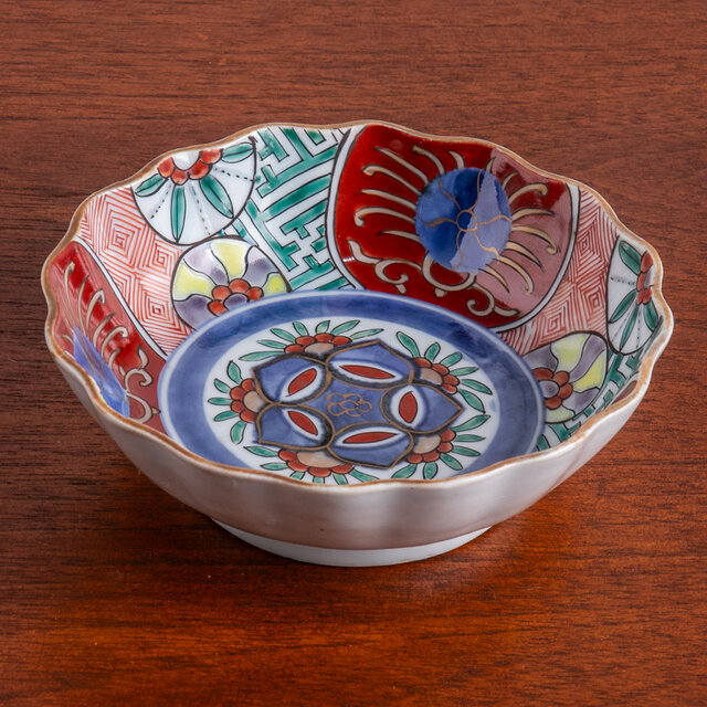 古伊万里染錦草花鉢