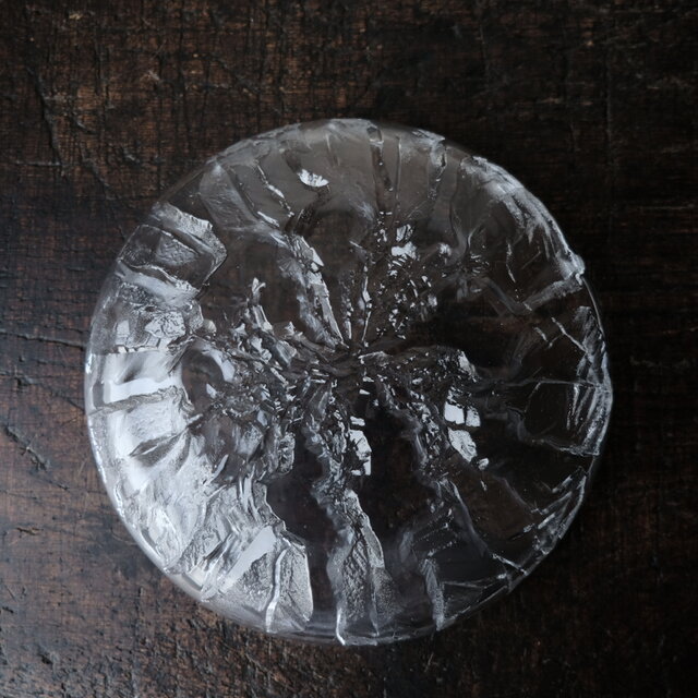 氷のようなデザイン◇昭和後期 クリスタルガラス中皿 暮らしに 夏