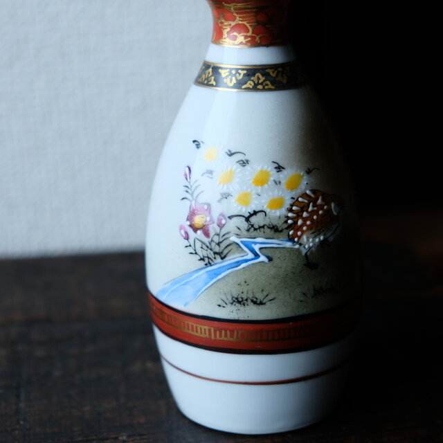 昭和レトロ 九谷焼 金彩 花瓶 木箱付 昭和レトロ 九谷焼 金彩 花瓶 木箱付