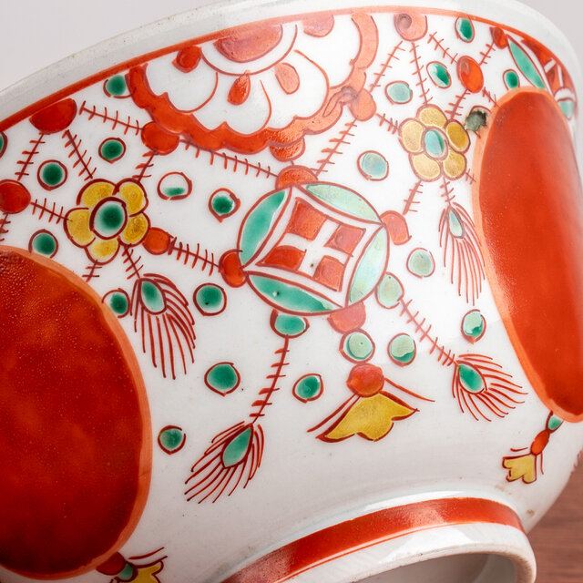 骨董 アンティーク 古伊万里 型物古伊万里 赤絵 色絵 窓絵 花文様 鉢 菓子