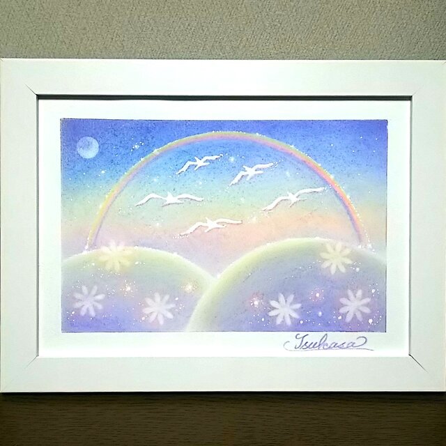 パステルアート 夜明けの虹 パステル画原画 | iichi 日々の暮らしを