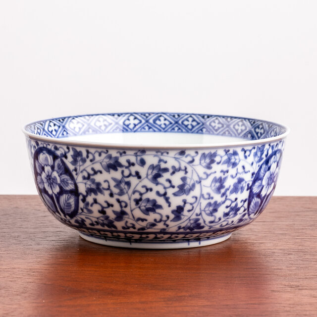 古伊万里 染付 花唐草 深皿 江戸時代 金直し 金継ぎ 骨董 アンティーク