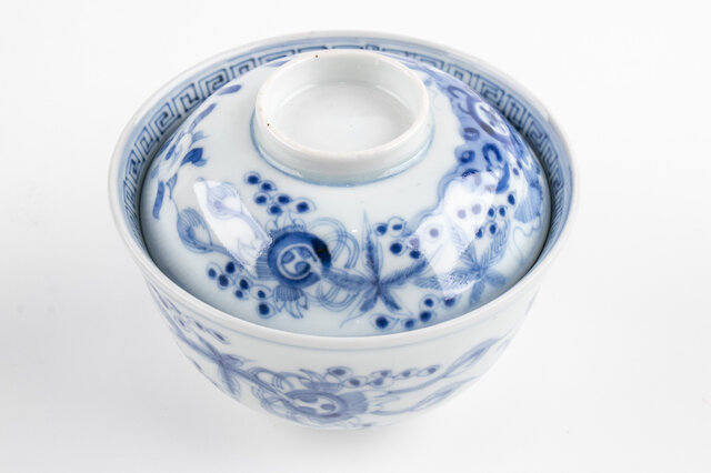 江戸時代 前期 初期伊万里 染付 網手 小碗 箱付 茶碗 酒器