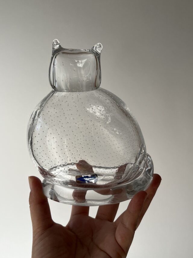 希少 Nuutajarvi インケリ・トイッカ 猫 ビンテージガラス北欧