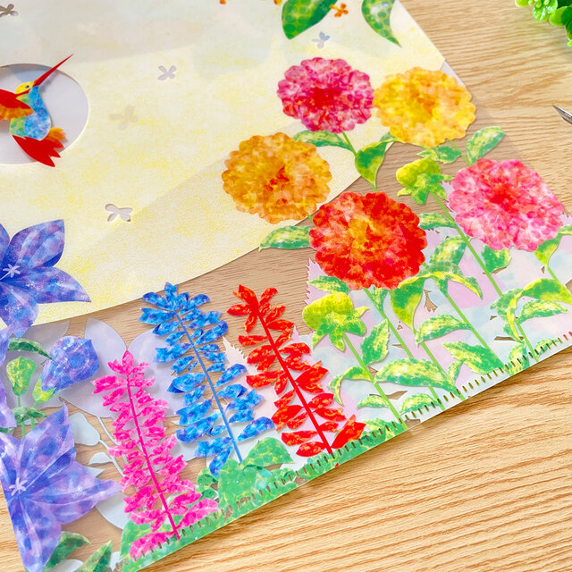 花とハチドリのクリアファイル〈A4サイズ〉クリアホルダー 文房具 書類