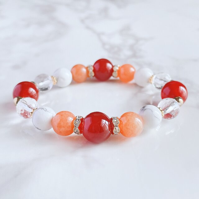 ⭐️金運・幸運を呼ぶパワーストーン⭐️レッド瑪瑙デザイン