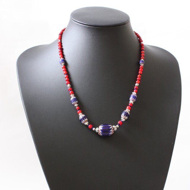 とんぼ玉 アンティーク ヴェネチアンビーズ シェブロン ホワイトハーツ