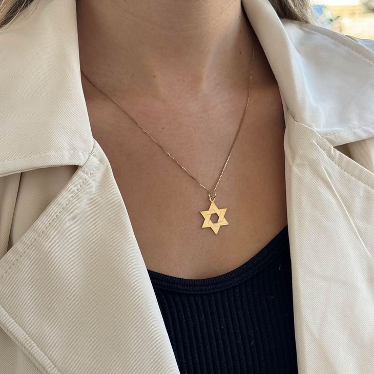 Gold Star of David Necklace | Gold Jewish Star Pendant