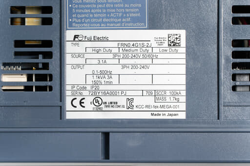 富士電機 インバータ FRN0.4G1S-2J (累積運転時間3385h) | 保守部品.com