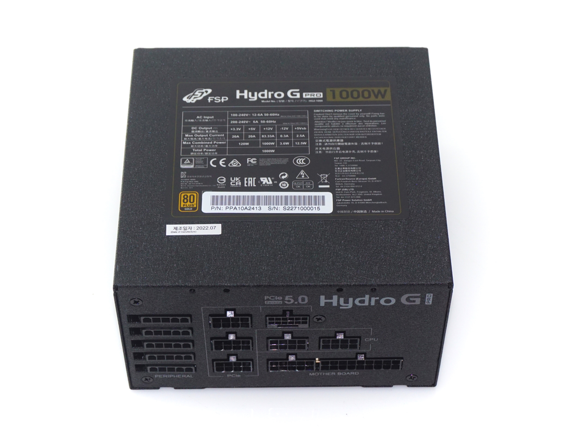 FSP Hydro G Pro 1000W 電源ユニット Hydro G PRO ATX3.0(PCIe5.0