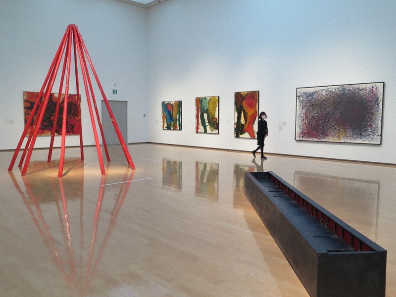 元永定正 半立体作品 『ふたつのあかいぎざぎざ』具体美術 1987 元永定正