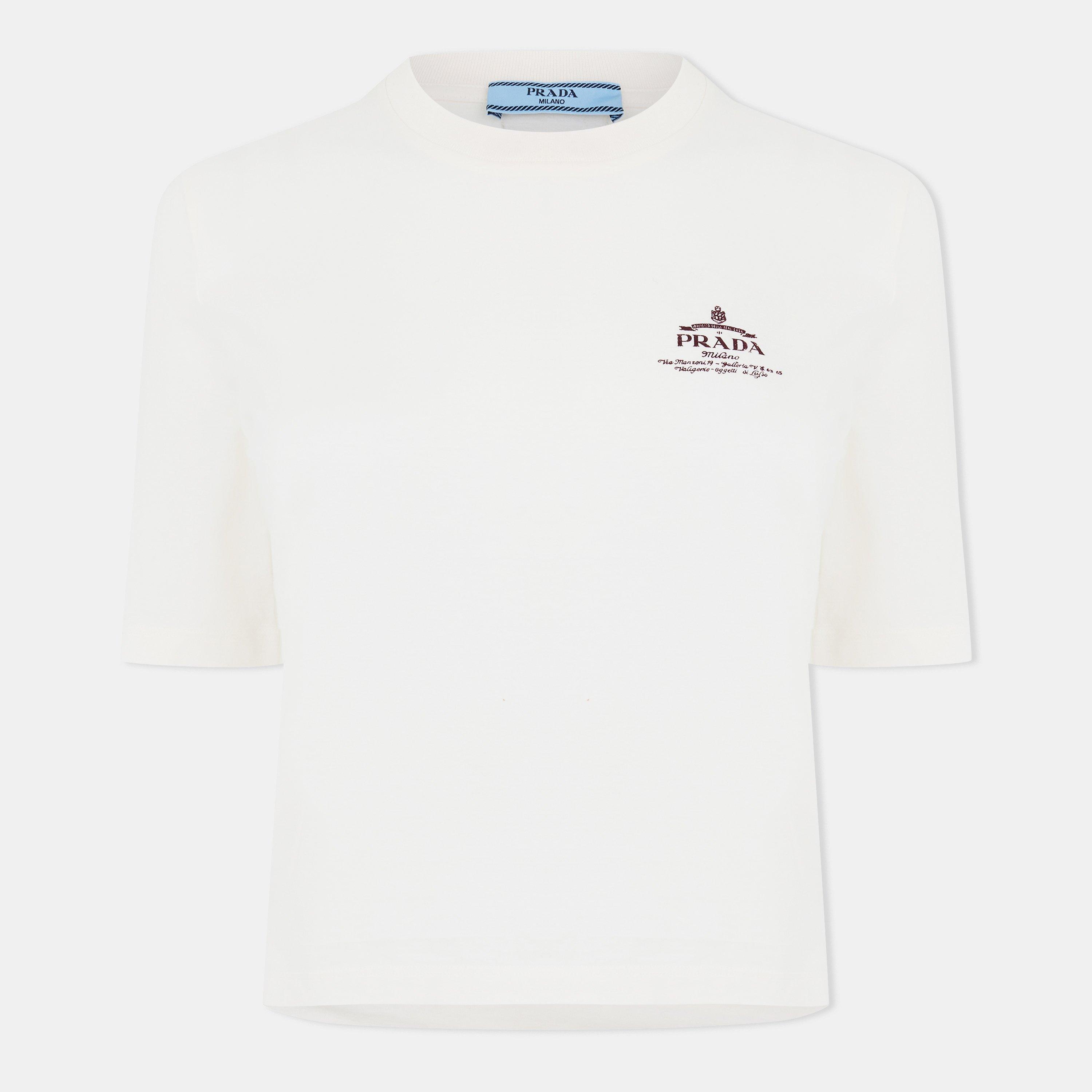 Prada Logo Print Cotton T-Shirt | Cruise Fashion