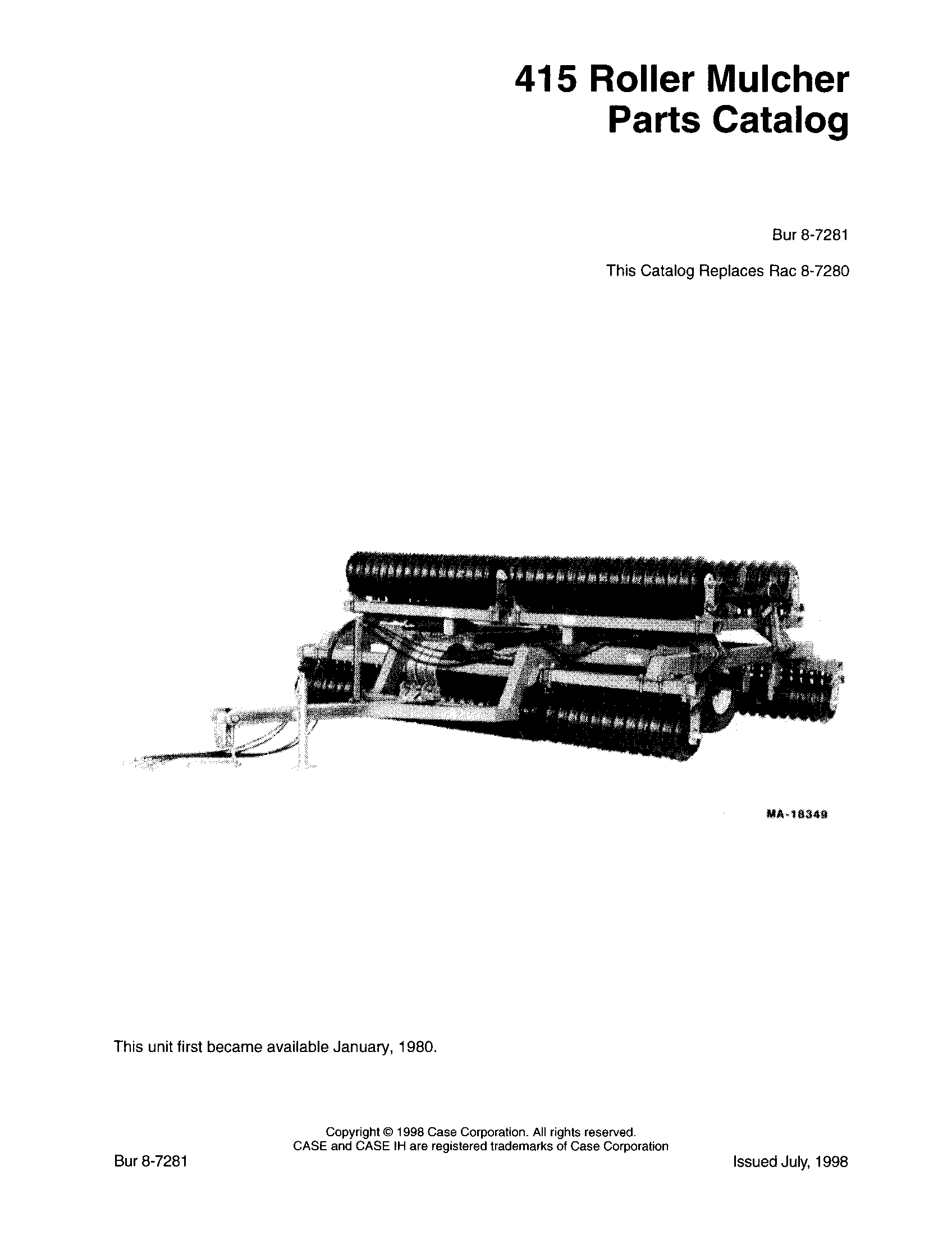 Case IH 415 - CASE IH ROLLER MULCHER(01/80 - 12/86) Parts Diagrams