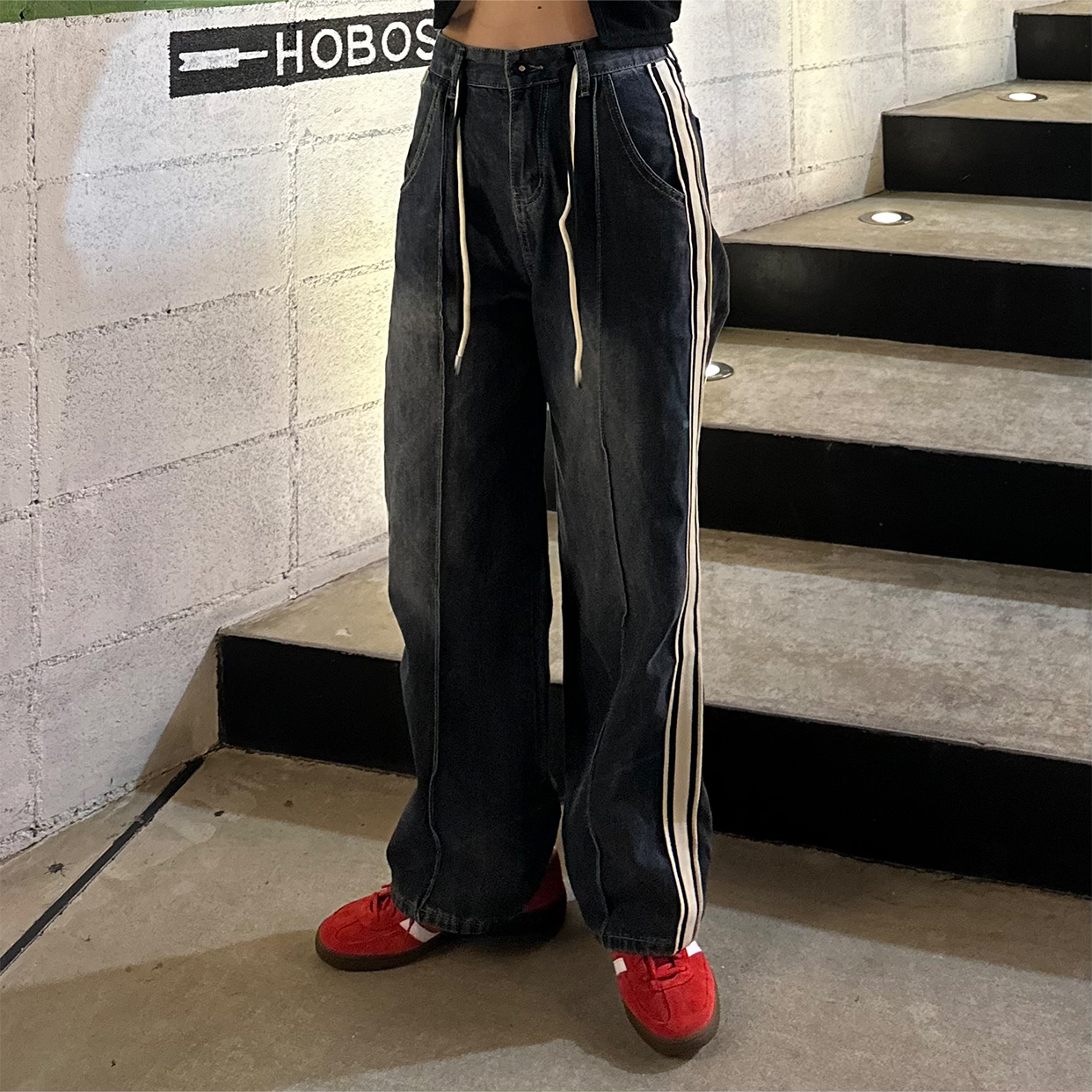 サイドストライプデニムパンツ | ファッション通販サイト NUGU