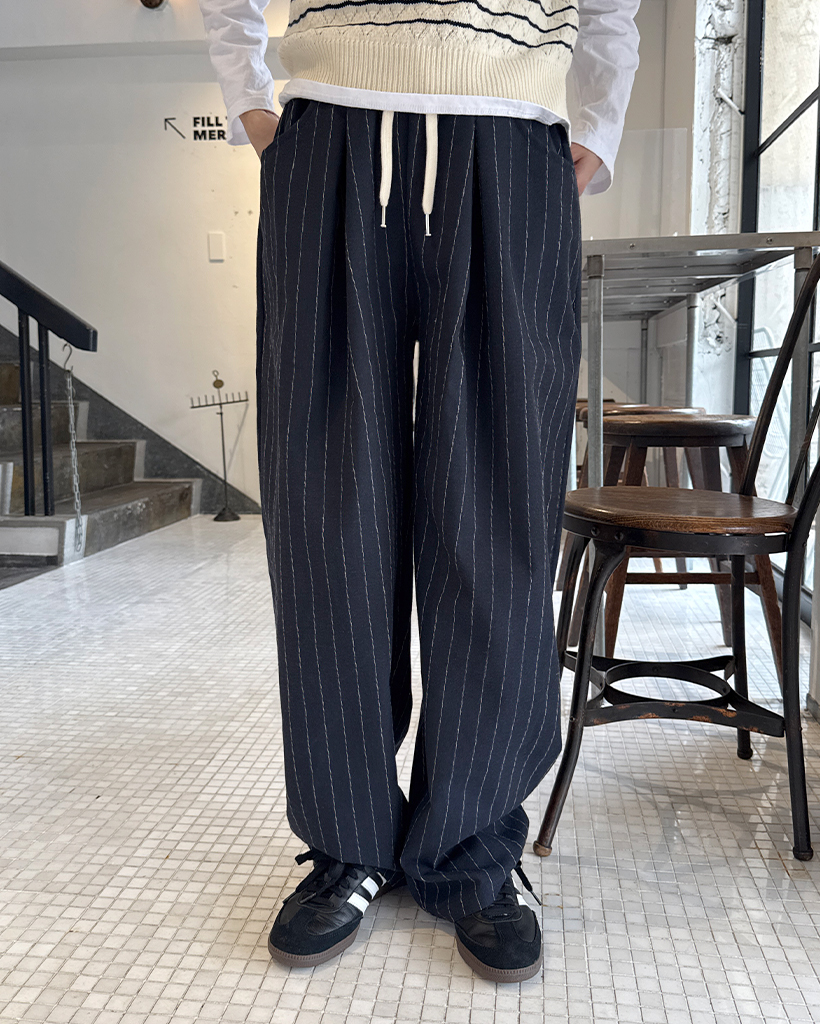 ユニセックス)ストライプバンディングパンツ | ファッション通販サイト