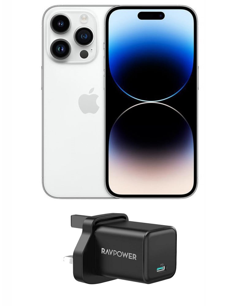 Apple iPhone 14 Pro 256 GB Silver 5G With Pioneer 20W RavPower