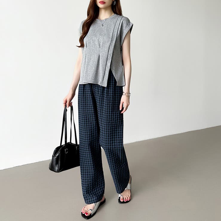 ギンガムチェックパンツ ルームウェア リラックスパンツ[品番