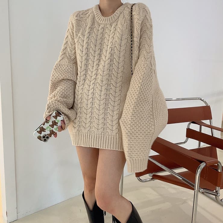 ケーブルオーバーニットセーター[品番：ZJ000023533]｜Girly Doll