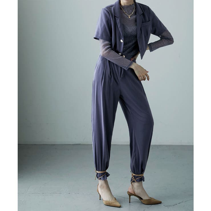 etoll エトル 3piecesジャケット＆パンツセットアップドレス[品番