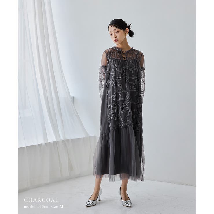 niana ニアナ リボンエンブロイダリーレイヤードドレス[品番