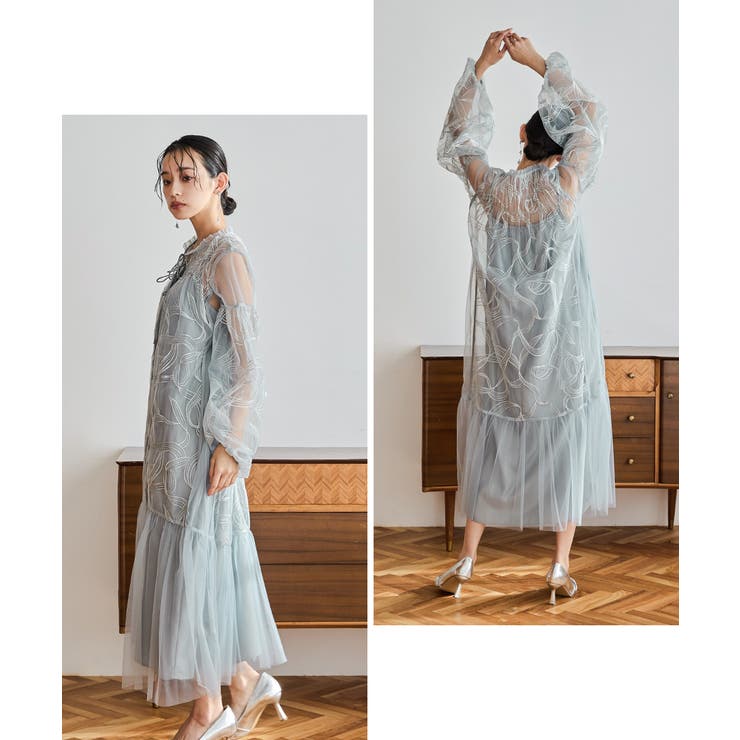 niana ニアナ リボンエンブロイダリーレイヤードドレス[品番