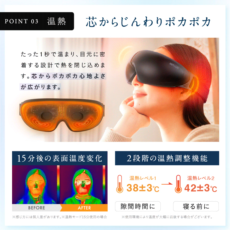 目元ケア革命】NIPLUX EMSアイウォーマー│温熱×EMSで目の疲れを