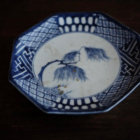 時代 柳文染付 八角皿(江戸時代) – 逢季荘