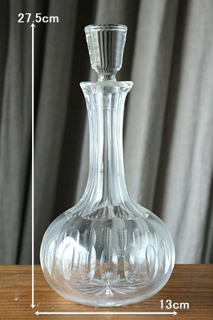 カットガラス デキャンタ 1979年 英国ヴィンテージ カットガラス 角型