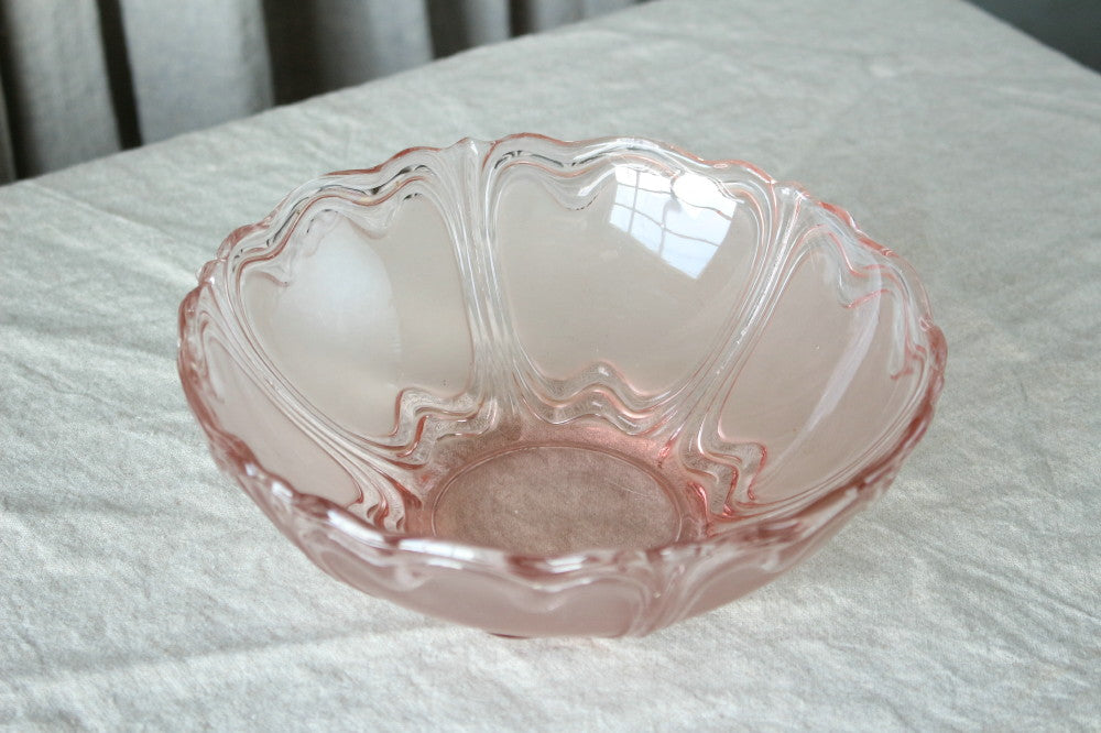 ピンクフリルエッジガラスボウル 20cm クリアボウルカラー12.5cm10枚