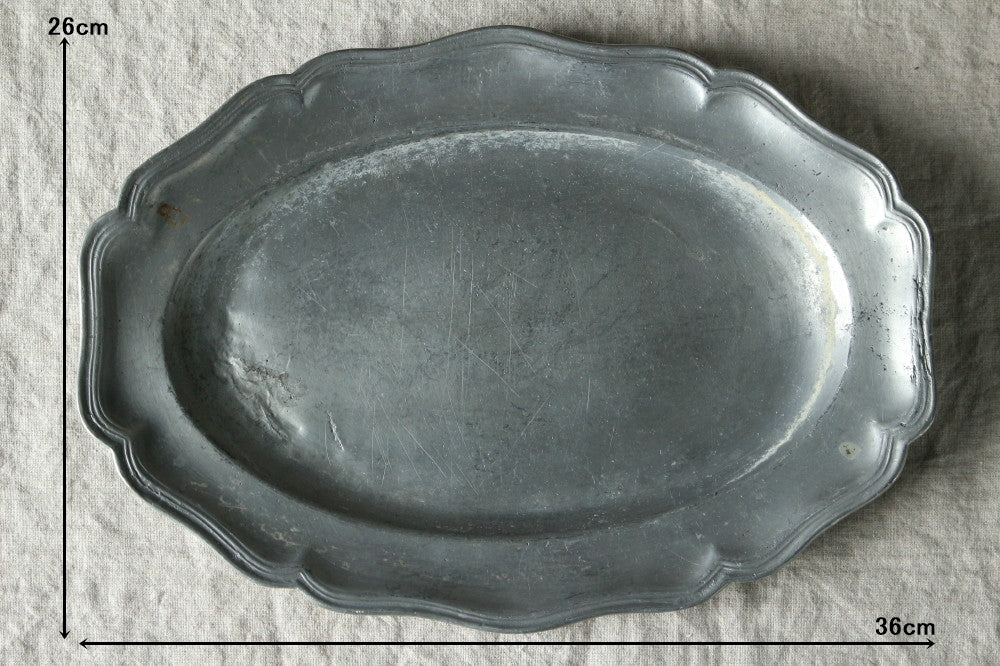 花リムエタンオーバルプレート（直径36x26cm） フランスアンティーク