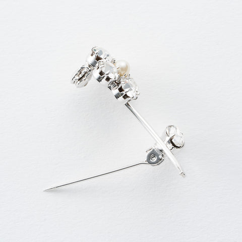 ブローチ ラインストーン フラワー パール クリア 150894 メール便