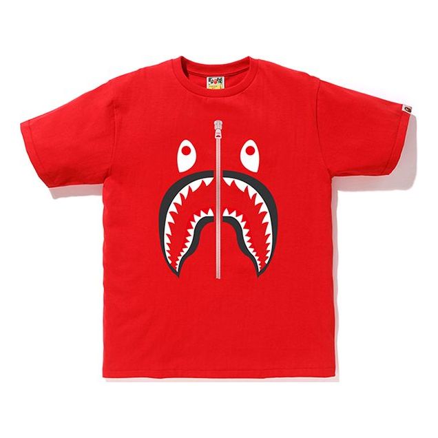 A Bathing Ape Shark Face Half-Zip T-Shirt 'Red' 0ZXTEM110003D