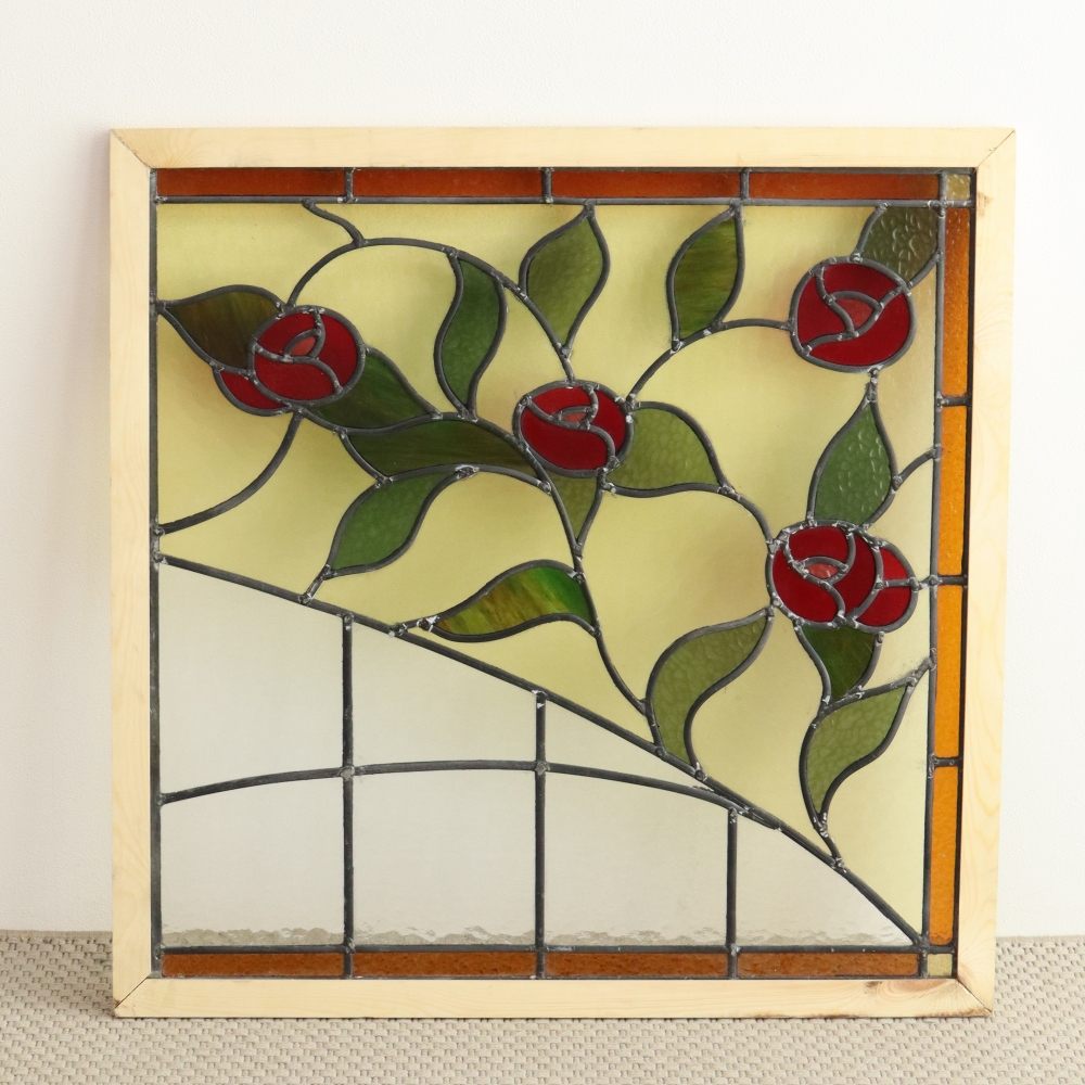 伸びやかな蔓バラのステンドグラス♪ （3枚セット） VC108-277