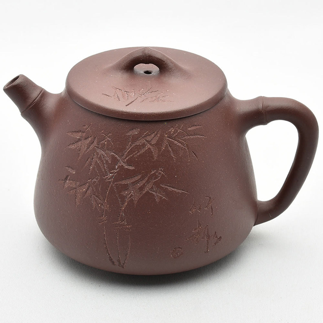 中国古美術・原鉱紫泥・山高水長紋紫砂壺・紫泥急須・茶壺・茶道具