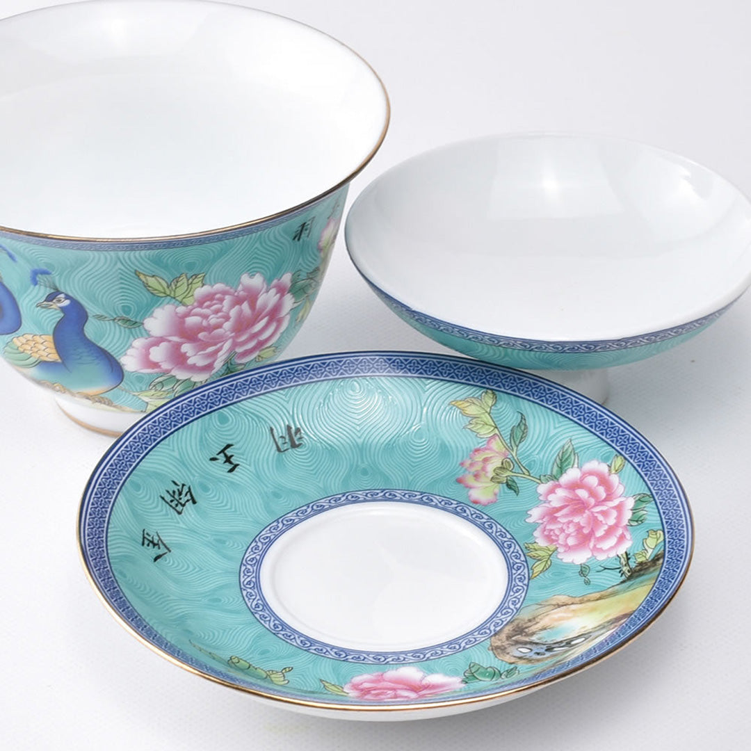 描金琺瑯蓋碗（天藍）｜中国茶器専門店の通販・天香茶行