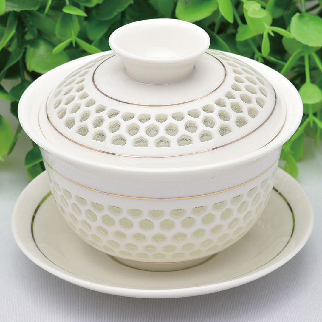 蛍手｜玲瓏蓋碗（金線・大）｜中国茶器専門店の通販・天香茶行