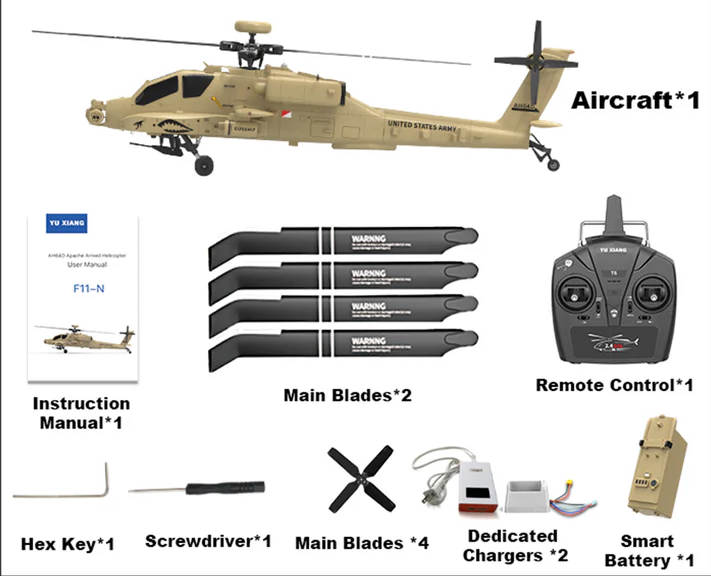 Introducing the YUXIANG F11-N AH-64 Apache: The Ultimate 6-Channel