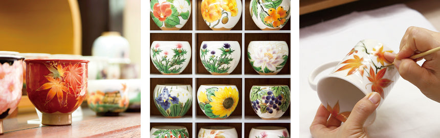 京焼 清水焼 陶葊 陶あん 椿と梅 カップ＆ソーサー ペア 京焼 清水焼