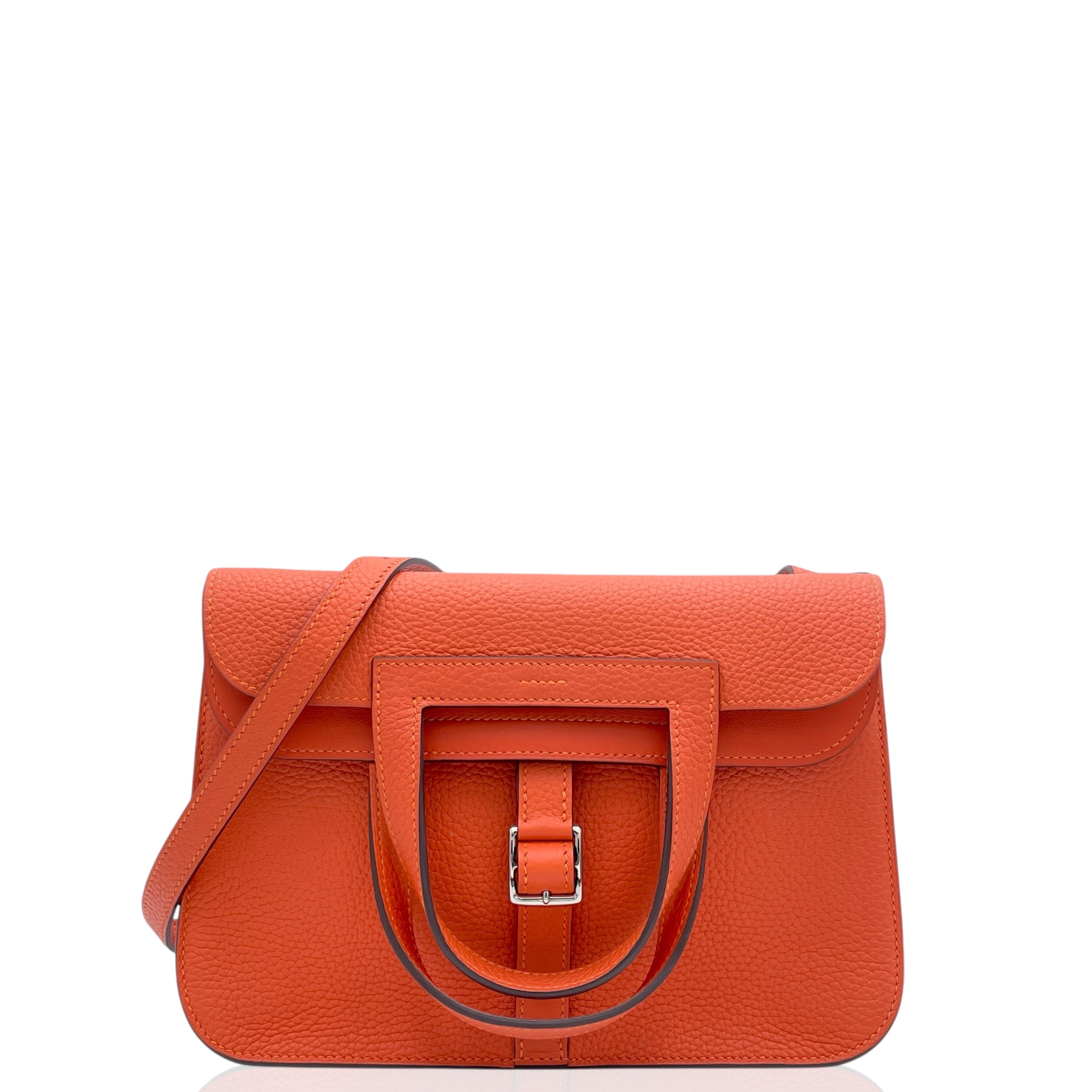 Buy Hermes Halzan 25 Taurillon Clemence 9J Feu Orange | Maxuria