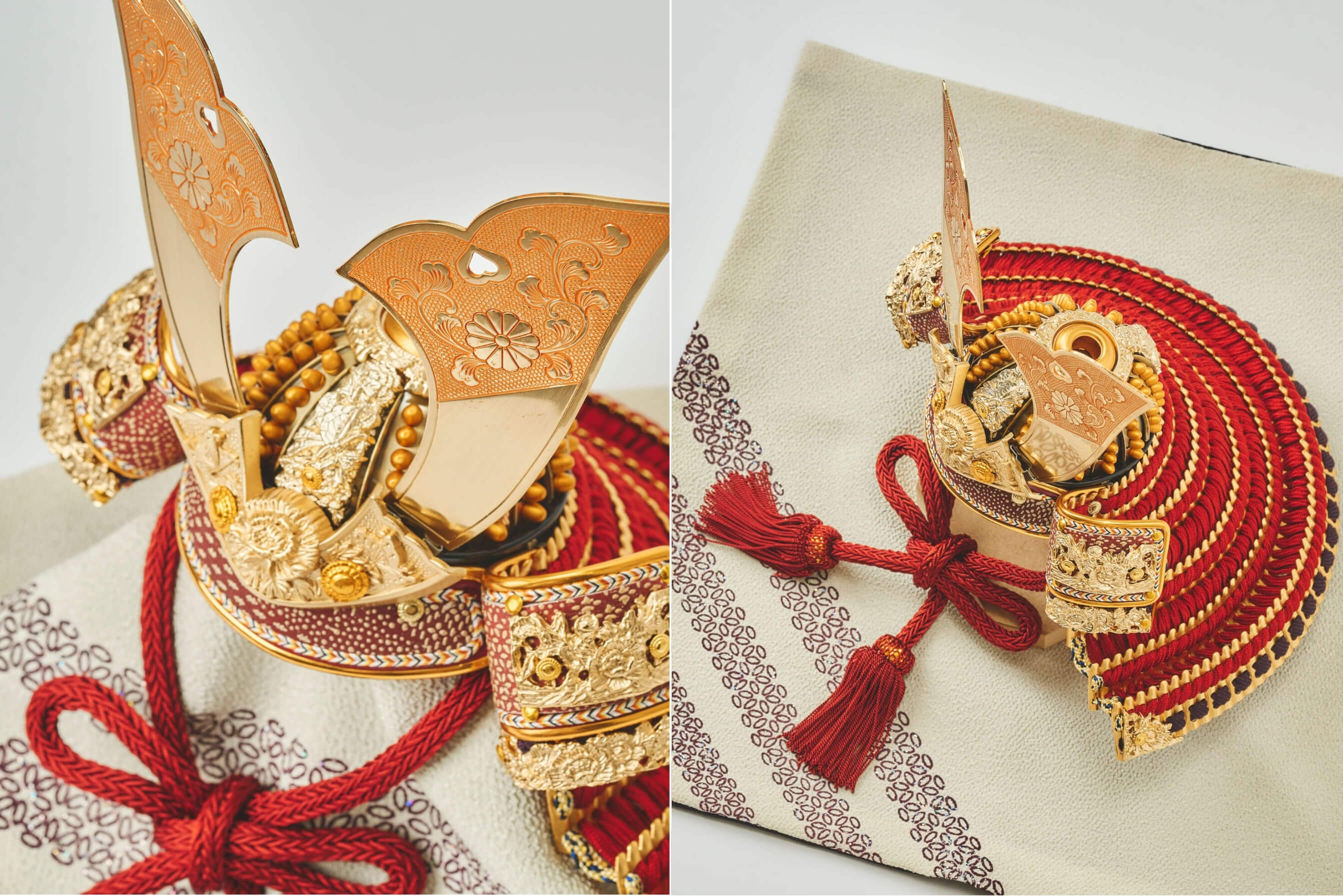 鏨彫職人による朱色の兜 – 人形工房 左京