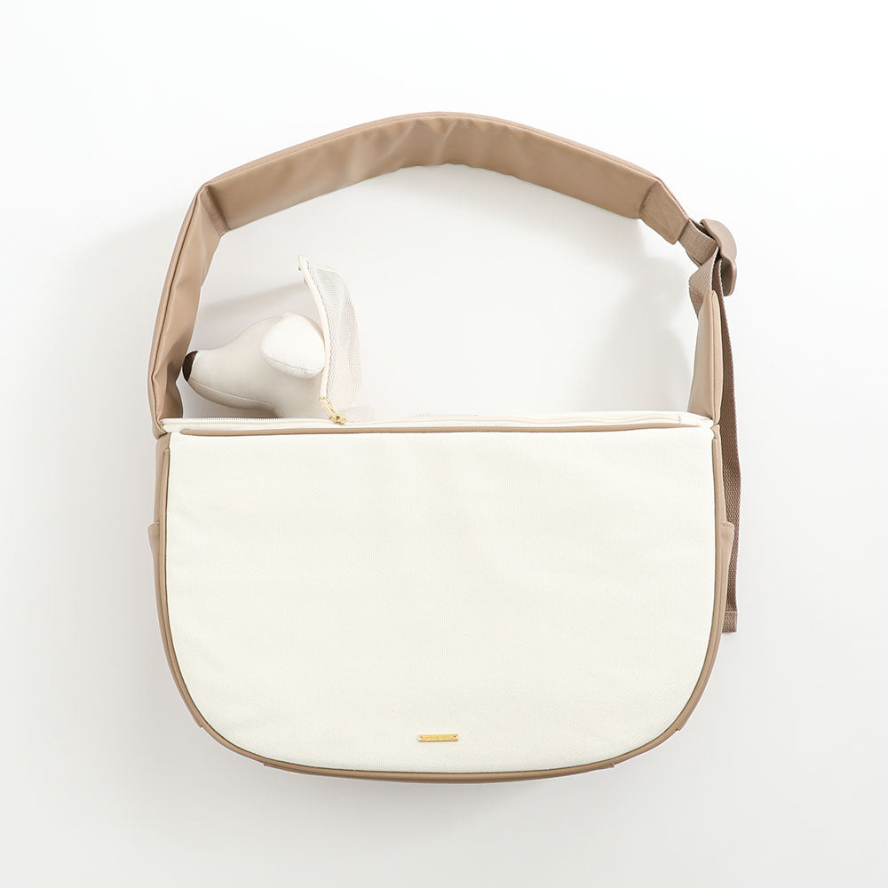 メッシュ付きキャンバス×エコレザーペットスリング【名入れ刺繍対応