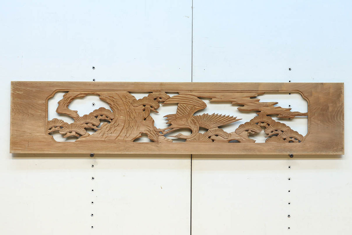 重厚年代物】欄間✨松と鷹✨2枚組 欄間 】✨松と