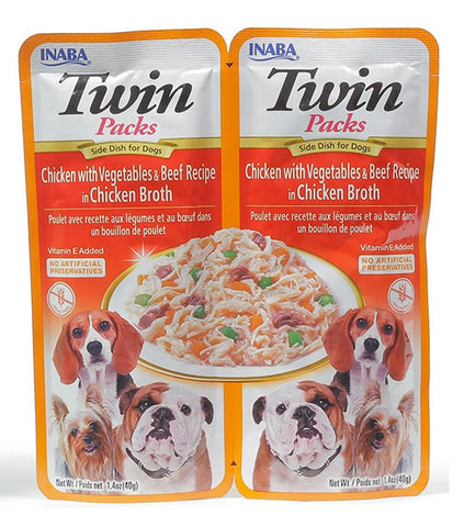 Inaba Twin Packs Chicken with Vegetable Beef Recipe Wet Dog Food