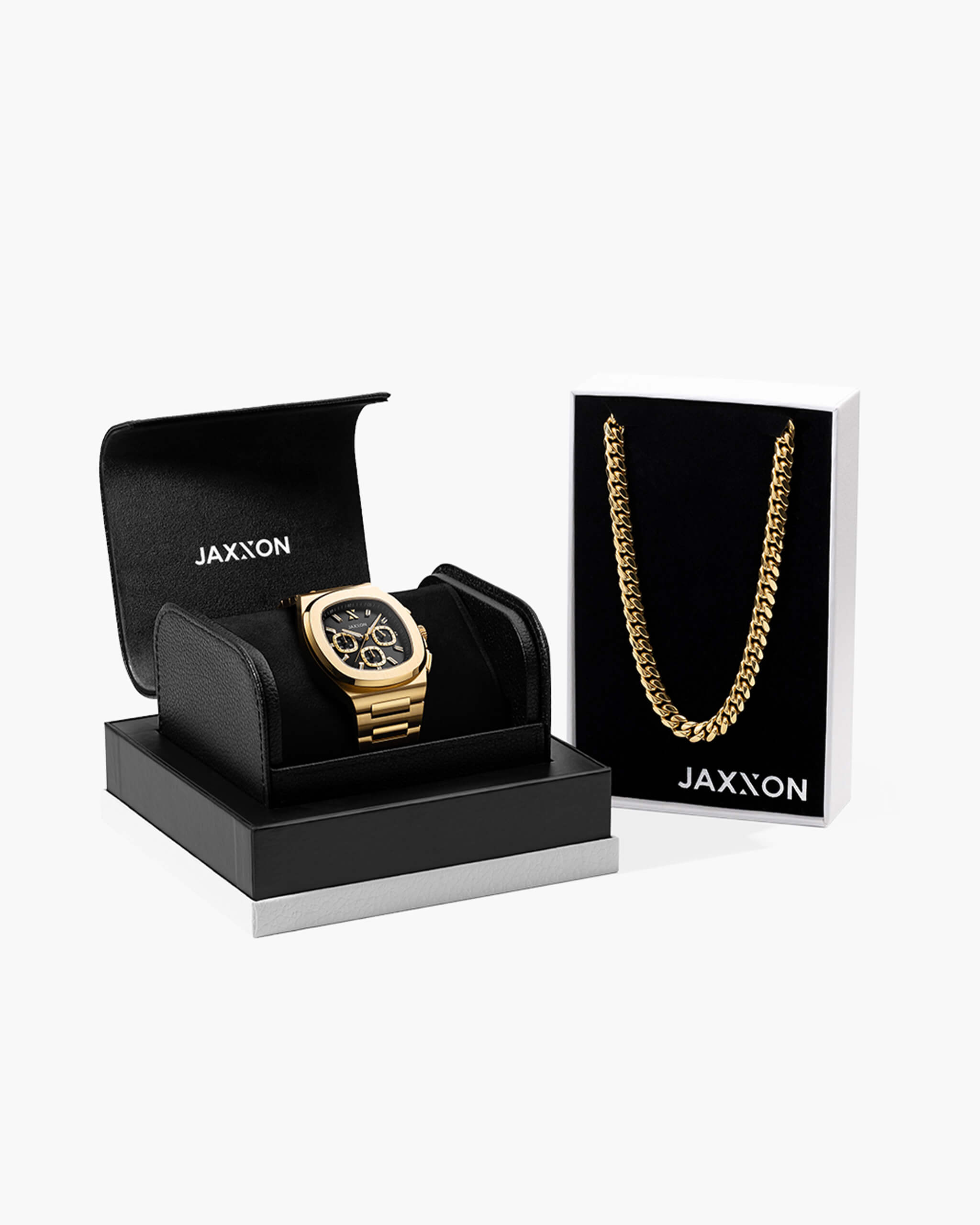 JX1 Chronograph Watch + Cuban Link Chain - JAXXON