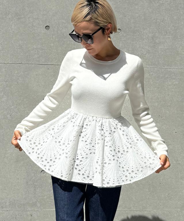 レースニットペプラムトップス｜JENNE(ジェンヌ)公式通販：パリ