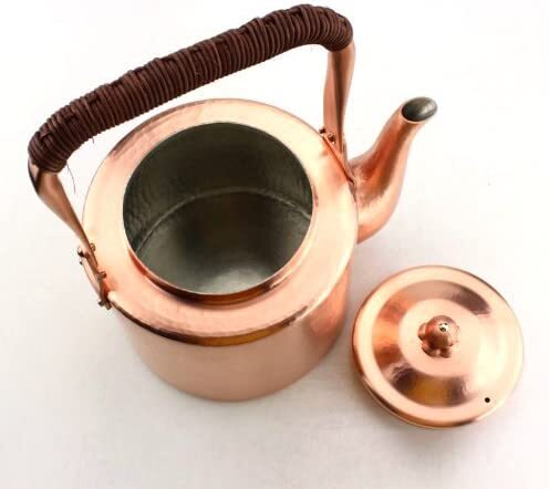 北越堂 水注 鎚起銅器 紫金色 茶道具 銅瓶（C4859）