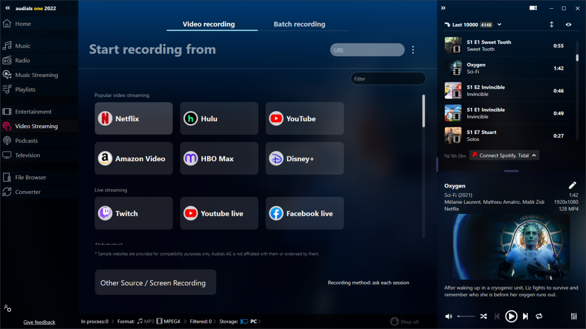 audials One 2020 Windowsソフトウェア Web上の動画や音楽をPCに保存し