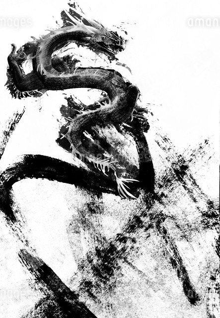 墨絵の龍のイラスト素材 [FYI03860908] | ストックフォトの Qlean