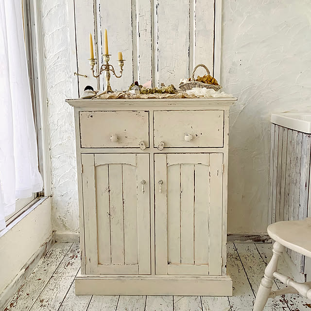 カントリー家具 キャビネット チェスト パイン材 パタパタ扉